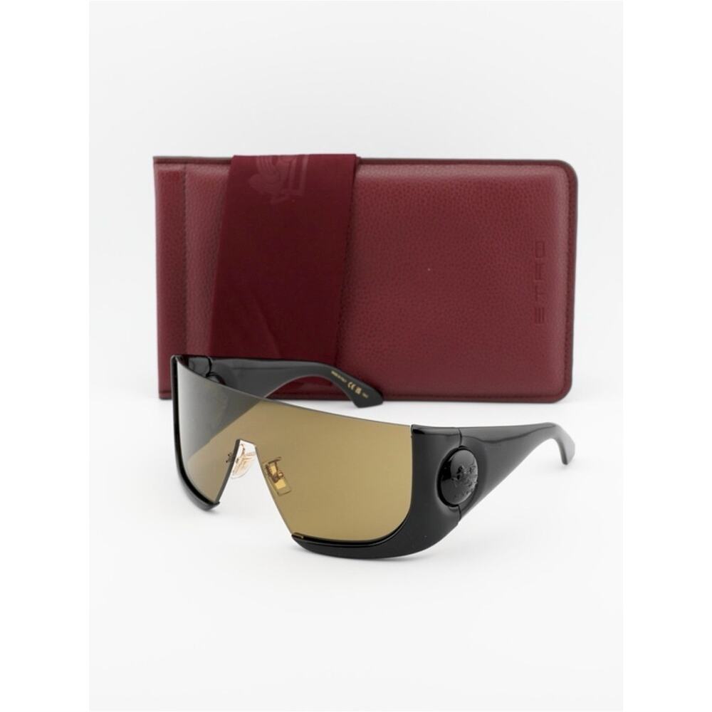 NEW!! Etro ETROMACARON 080770 Oversized Black Shield Sunglasses Authentic - Picture 3 of 7